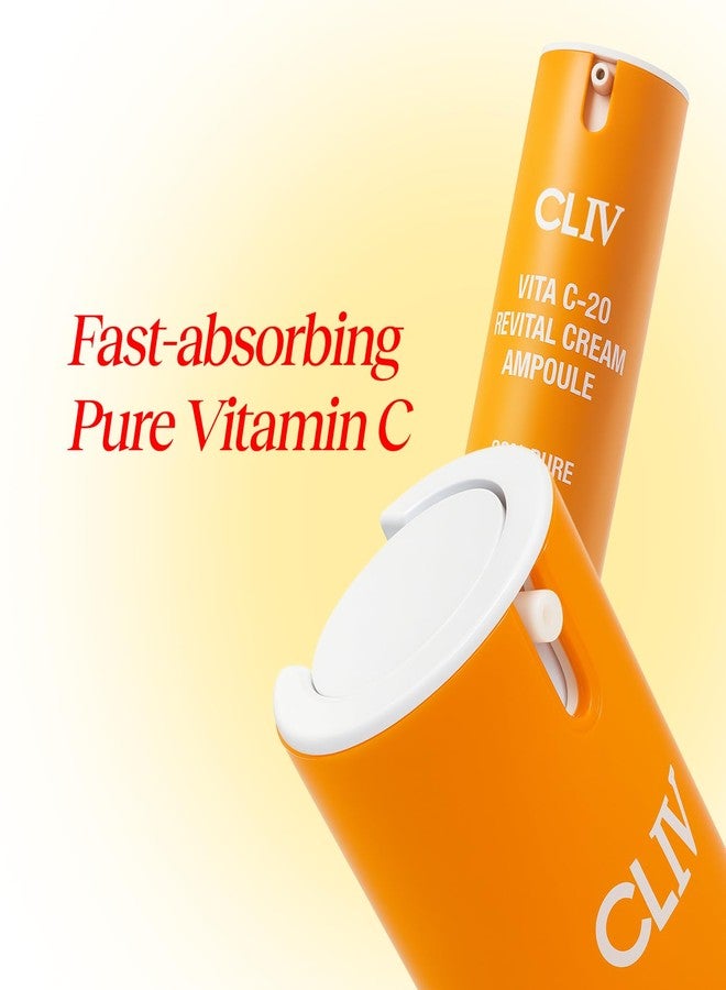 CLIV Vita C-20 Revital Cream Ampoule – Korean Skincare Moisturizer with 20% Pure Vitamin C, Vitamin E & Hyaluronic Acid – Nourishing Facial Serum – 0.5 fl oz (15ml) - Image 2